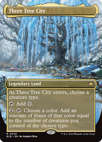 Three Tree City (Borderless) (0340) (BLB-340) - Bloomburrow (Borderless) Foil