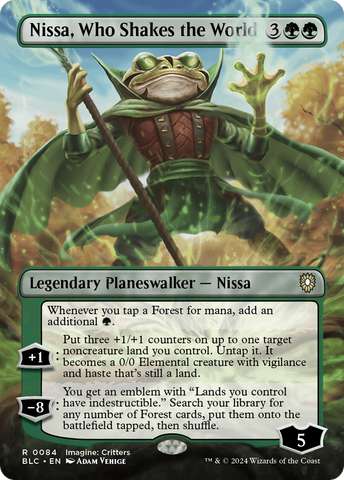 Nissa, Who Shakes the World (Borderless) (BLC-084)  Foil - Bloomburrow Commander