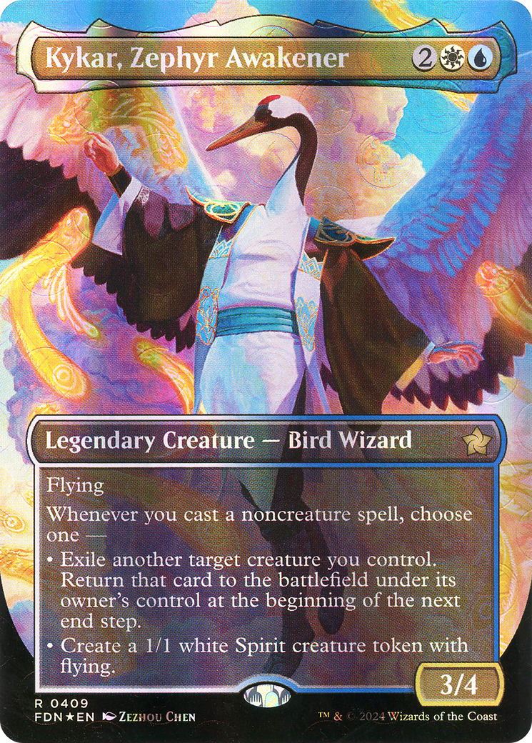 Kykar, Zephyr Awakener (Borderless) (Mana Foil) (FDN-409)  Foil - Foundations