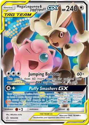 Mega Lopunny & Jigglypuff GX 165/236  - Holofoil SM  Cosmic Eclipse - Ultra Rare