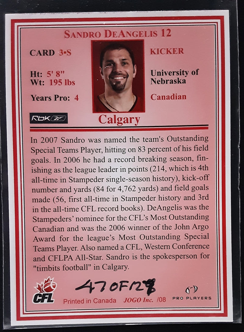2008 Jogo CFL Signature Autograph