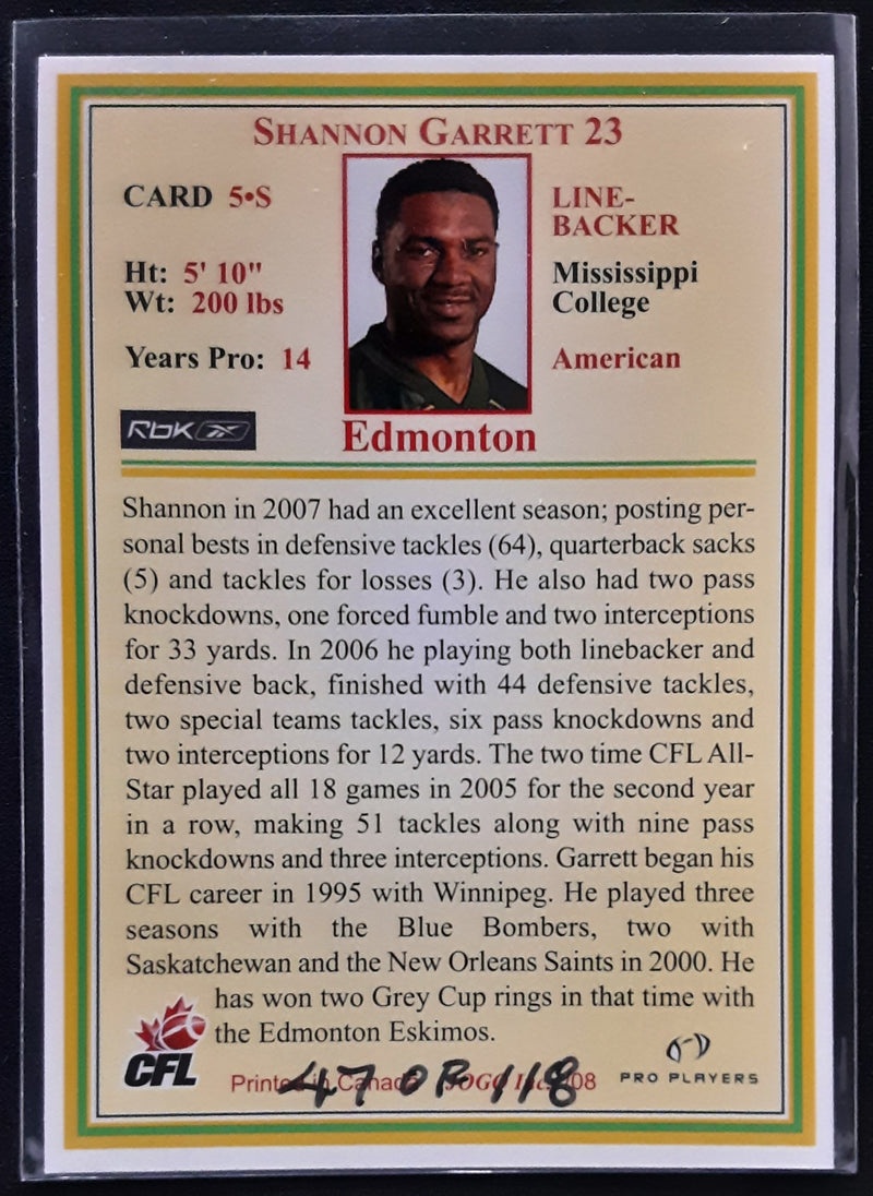 2008 Jogo CFL Signature Autograph