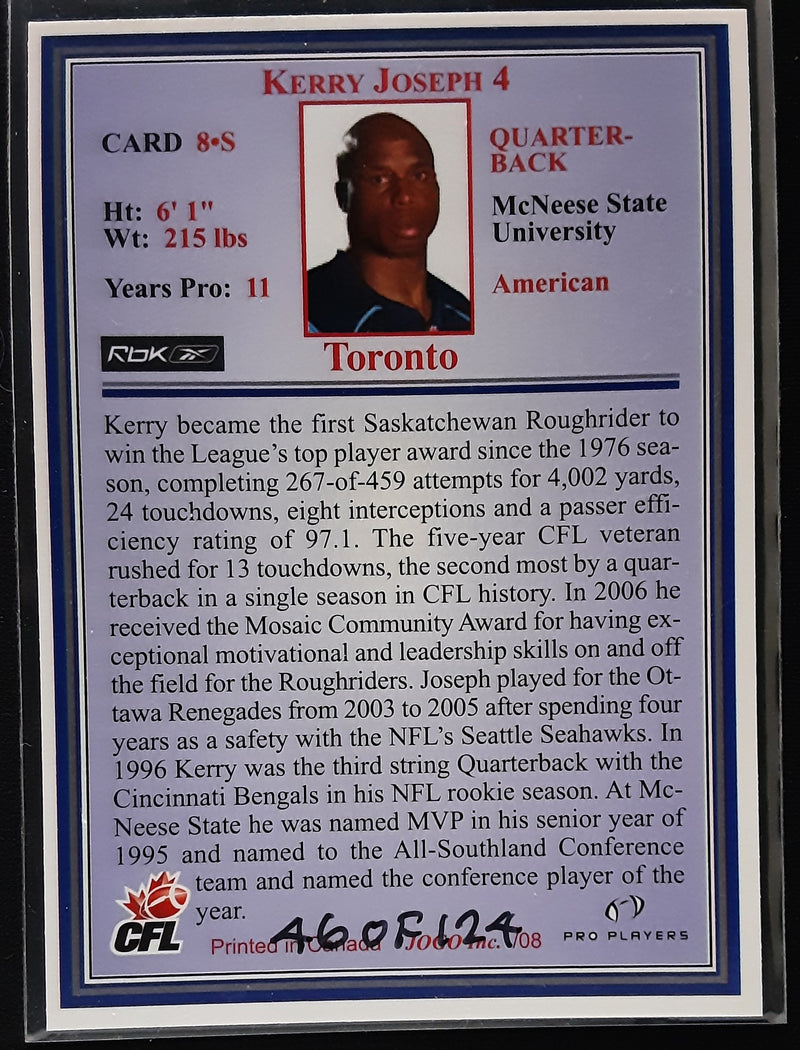 2008 Jogo CFL Signature Autographs Set of 10 Autograph cards