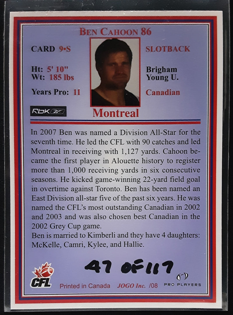 2008 Jogo CFL Signature Autographs Set of 10 Autograph cards