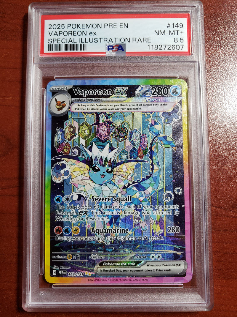 Pokemon Vaporeon ex Special Illustration Rare (149/131) [Prismatic Evolutions] PSA 8.5