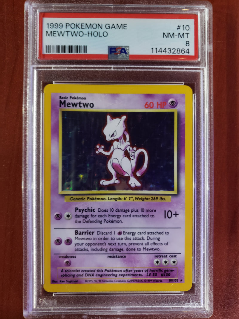 Pokemon Mewtwo Holo (10/102) [Base Set Unlimited] PSA 8