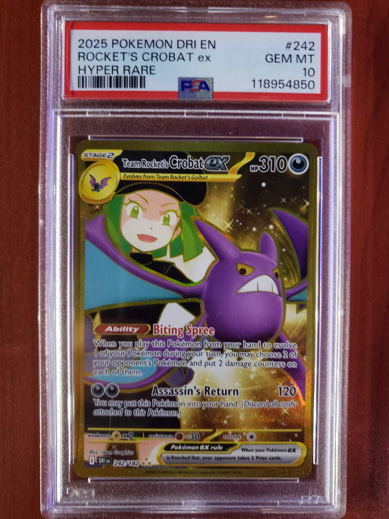 Pokemon Team Rocket's Crobat ex Hyper Rare (242/182) [Scarlet & Violet: Destined Rivals] PSA 10