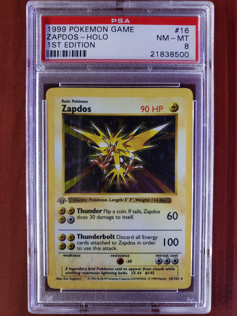 Pokemon Zapdos Shadowless Holo (16/102) [Base Set 1st Edition] PSA 8