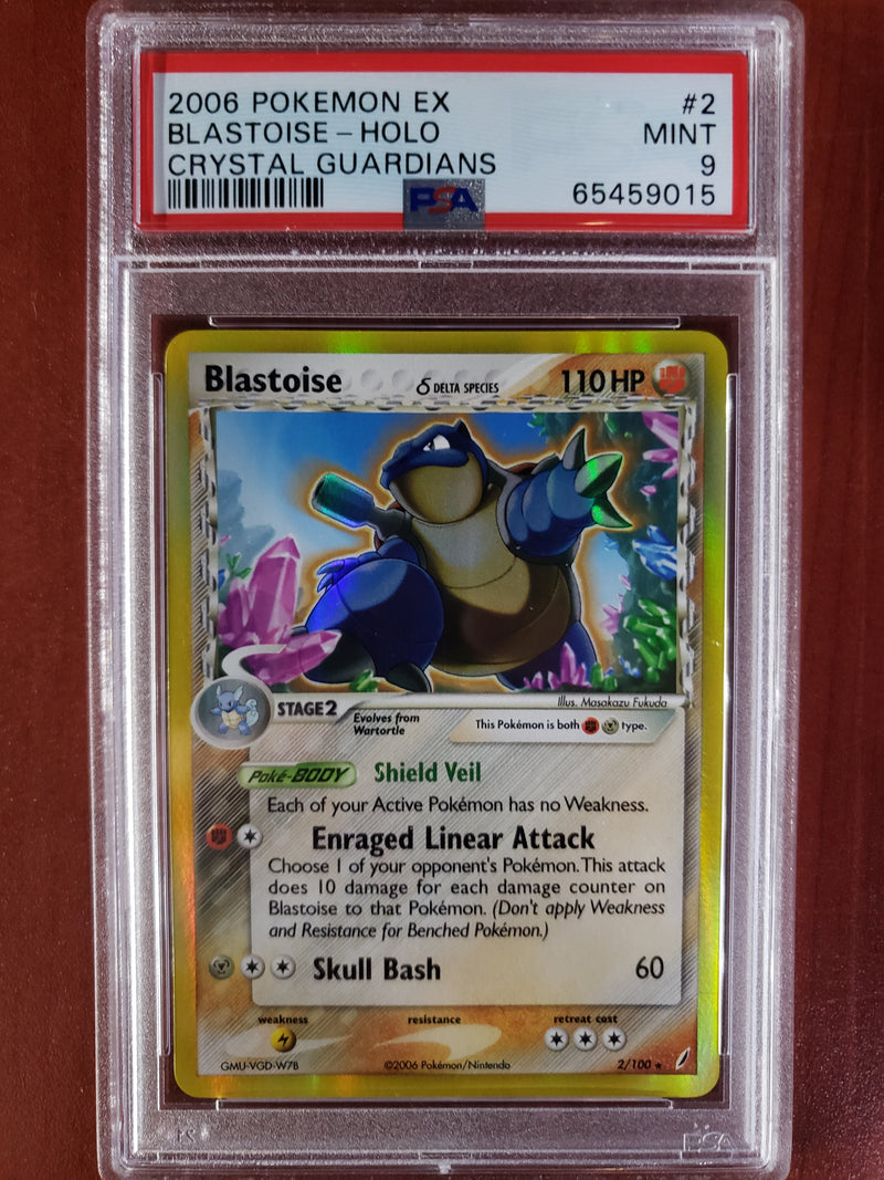 Pokemon Blastoise Holo (2/100) [EX: Crystal Guardians] PSA 9