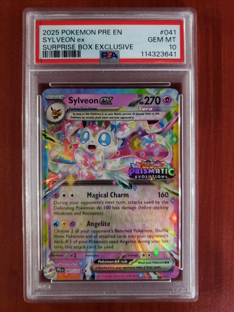 Pokemon Sylveon ex (Stamped) (041/131) [Scarlet & Violet: Prismatic Evolutions Surprise Box] PSA 10