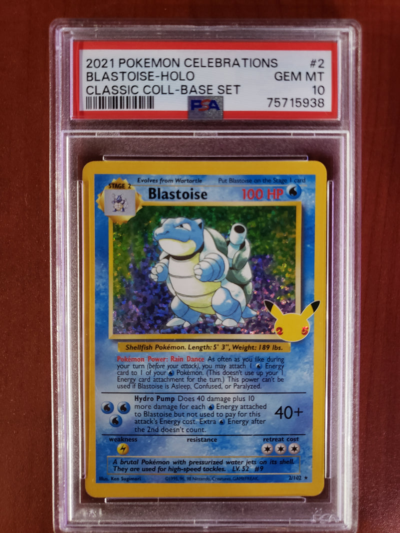 Pokemon Blastoise Holo (2/102) [Celebrations Classic Collection] PSA 10