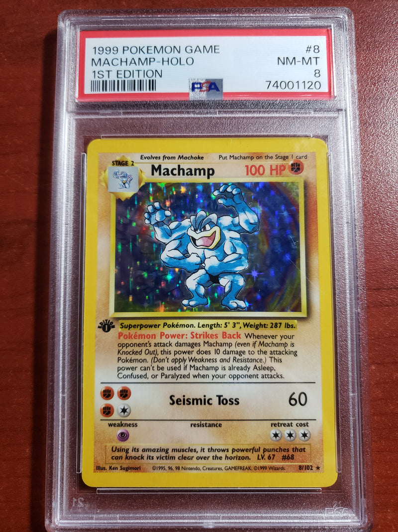 Pokemon Machamp Holo (8/102) [Base Set: 1st Edition] PSA 8