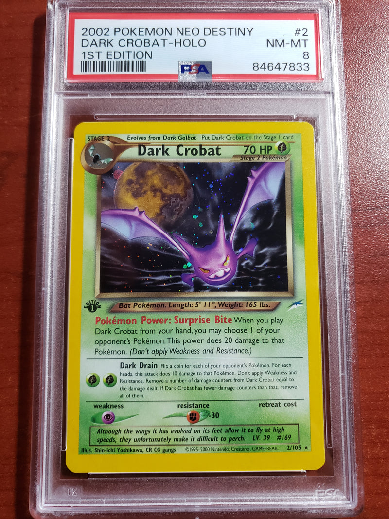 Pokemon Dark Crobat Holo (2/105) [Neo Destiny: 1st Edition] PSA 8