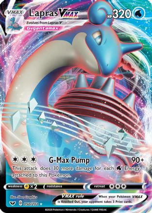 Lapras VMAX 050/202  - Holofoil SWSH01 Sword & Shield Base Set - Ultra Rare