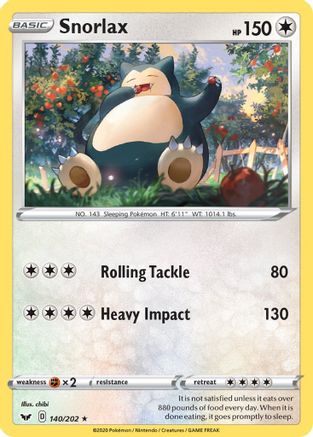 Snorlax 140/202  SWSH01 Sword & Shield Base Set - Rare