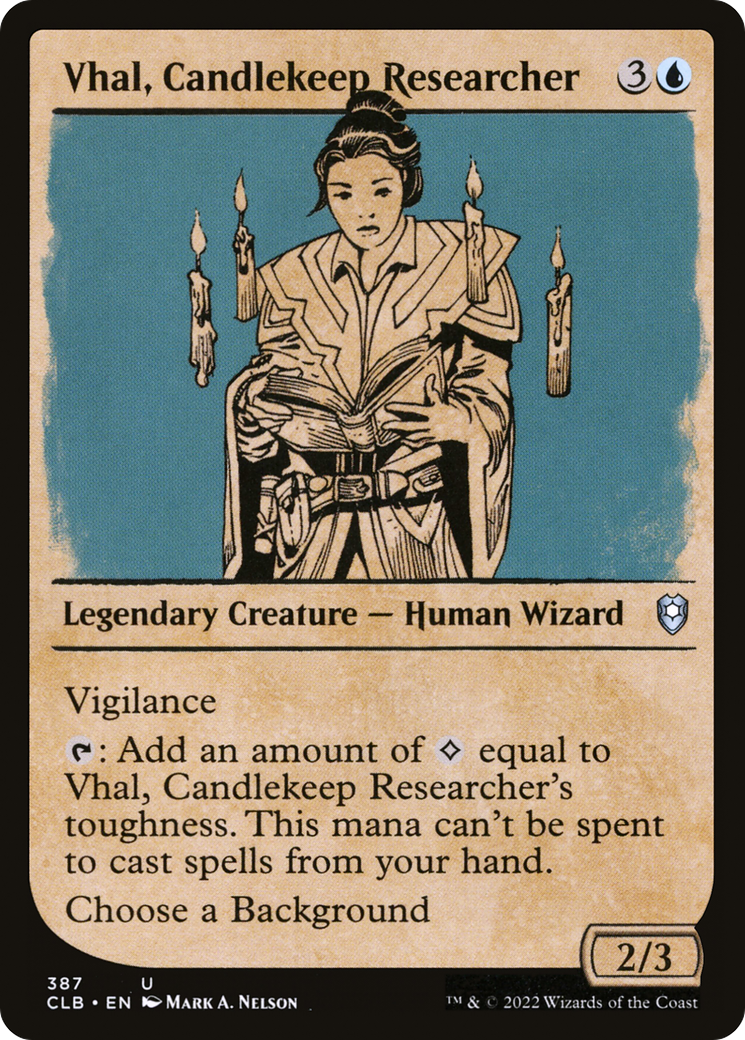 Vhal, Candlekeep Researcher (Showcase) (CLB-387)  - Commander Legends: Battle for Baldur's Gate: (Showcase)