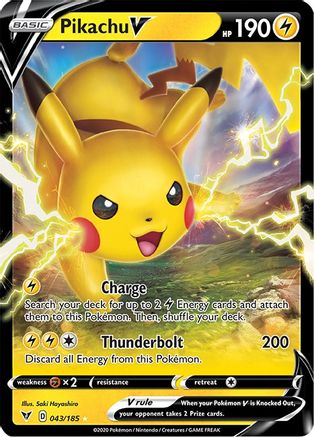 Pikachu V 043/185  - Holofoil SWSH04 Vivid Voltage - Ultra Rare