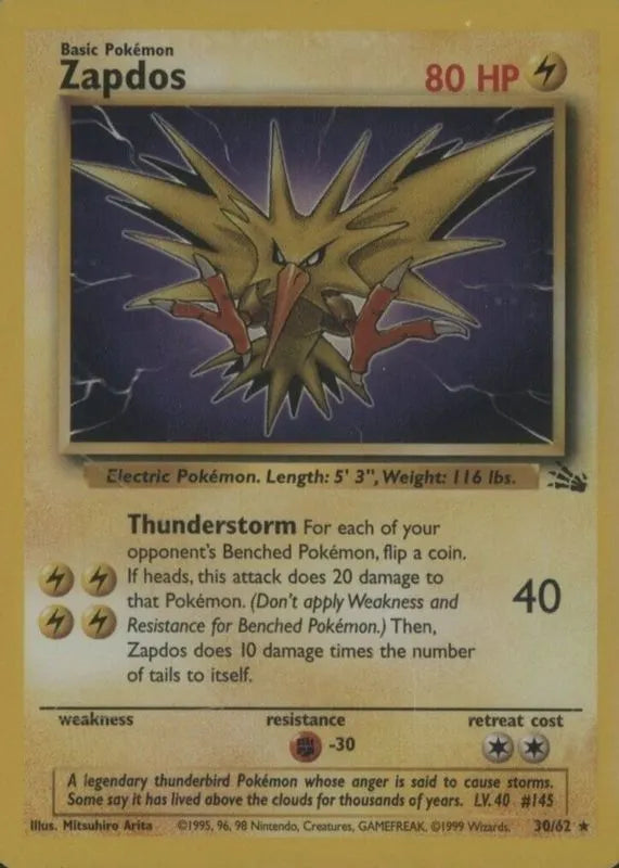 Zapdos (30) 030/62  - Unlimited Fossil - Rare