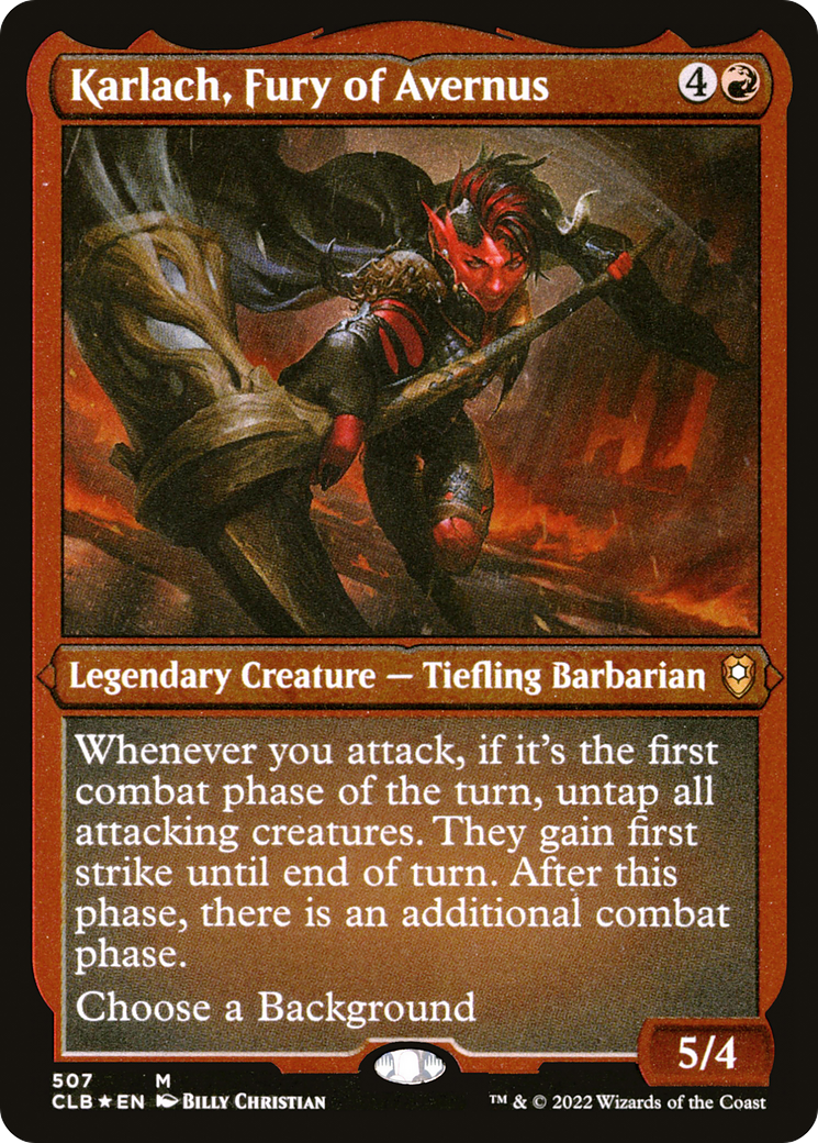 Karlach, Fury of Avernus (CLB-507)  Etched Foil - Commander Legends: Battle for Baldur's Gate