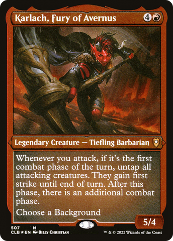 Karlach, Fury of Avernus (CLB-507)  Etched Foil - Commander Legends: Battle for Baldur's Gate