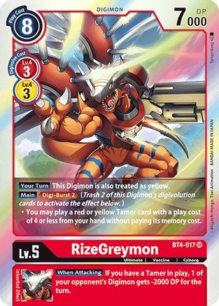 RizeGreymon (BT4-017) - Great Legend Foil
