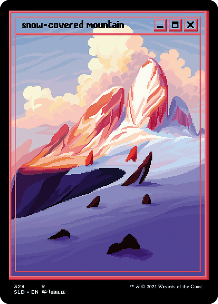 Snow-Covered Mountain (PixelSnowLands.jpg) (SLD-328)  Foil - Secret Lair Drop