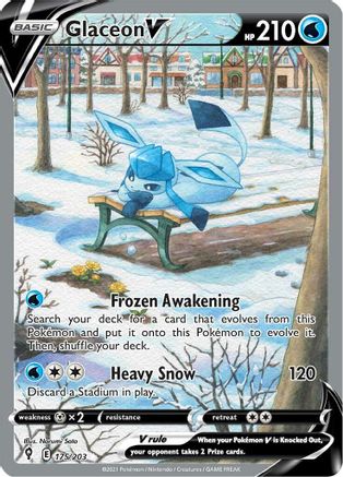 Glaceon V (Alternate Full Art) 175/203  - Holofoil SWSH07 Evolving Skies - Ultra Rare