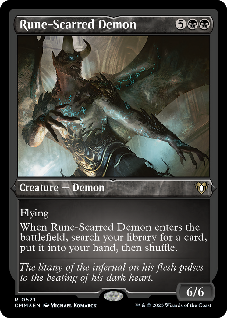 Rune-Scarred Demon (CMM-521)  Etched Foil - Commander Masters