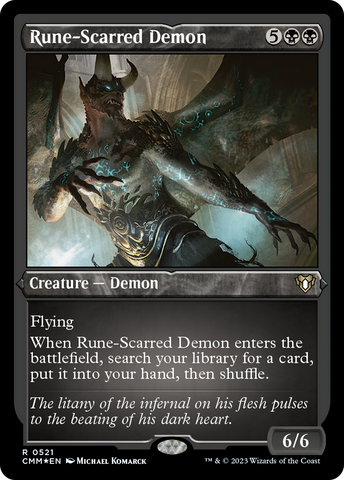 Rune-Scarred Demon (CMM-521)  Etched Foil - Commander Masters