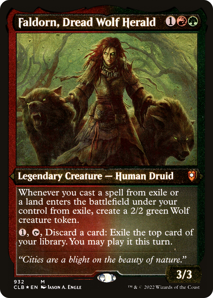 Faldorn, Dread Wolf Herald (CLB-932)  Etched Foil - Commander Legends: Battle for Baldur's Gate