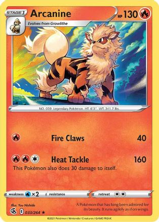 Arcanine 033/264  SWSH08 Fusion Strike - Rare