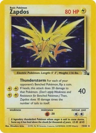 Zapdos 015/62  - Holofoil Miscellaneous Cards & Products - Promo