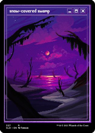 Snow-Covered Swamp (PixelSnowLands.jpg) (Foil Etched) (SLD-327)  Foil - Secret Lair Drop Series
