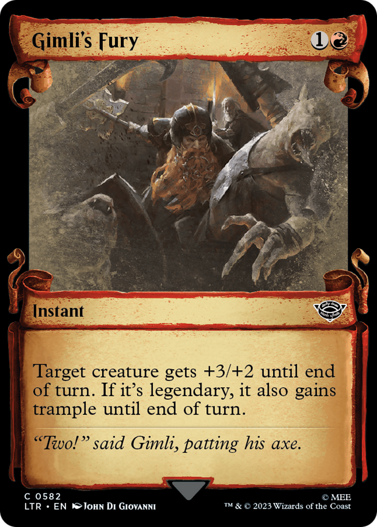 Gimli's Fury (Showcase Scrolls) (LTR-582)  Foil - The Lord of the Rings: Tales of Middle-earth: (Showcase)
