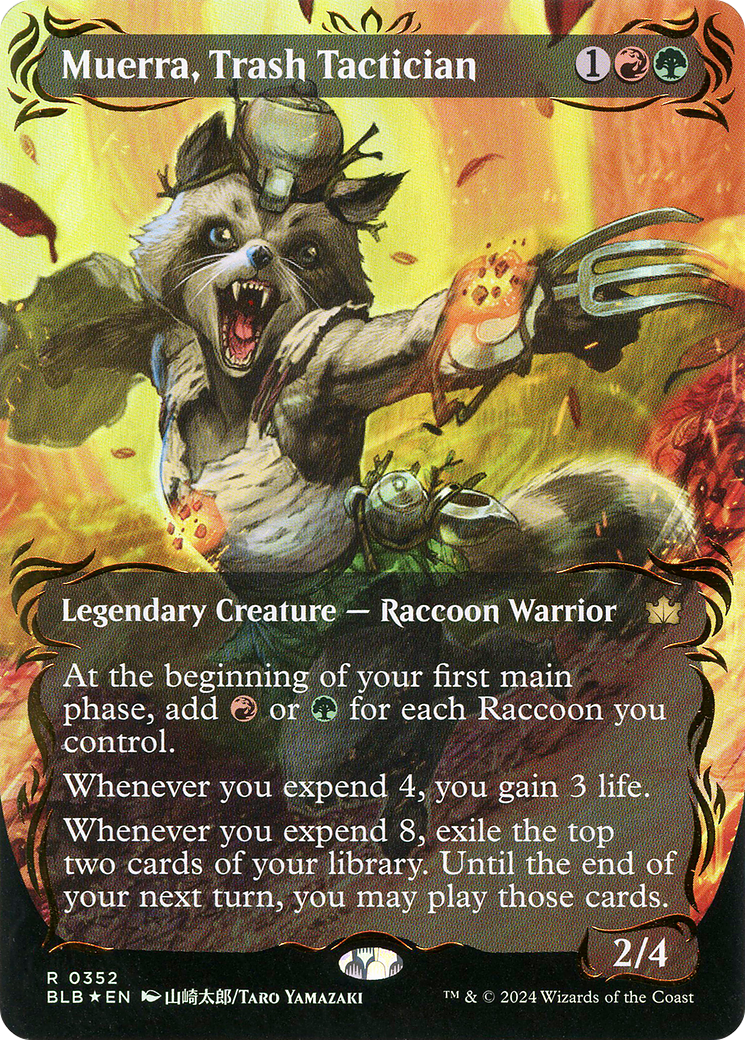 Muerra, Trash Tactician (Borderless) (Raised Foil) (BLB-352)  Foil - Bloomburrow: (Showcase)