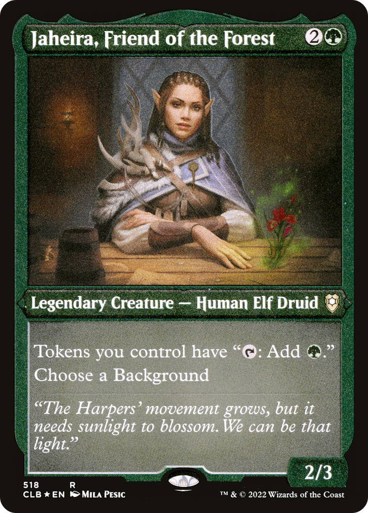 Jaheira, Friend of the Forest (CLB-518)  Etched Foil - Commander Legends: Battle for Baldur's Gate