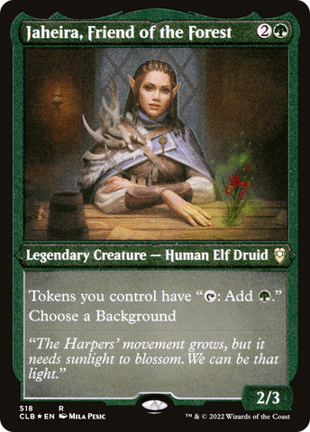 Jaheira, Friend of the Forest (CLB-518)  Etched Foil - Commander Legends: Battle for Baldur's Gate