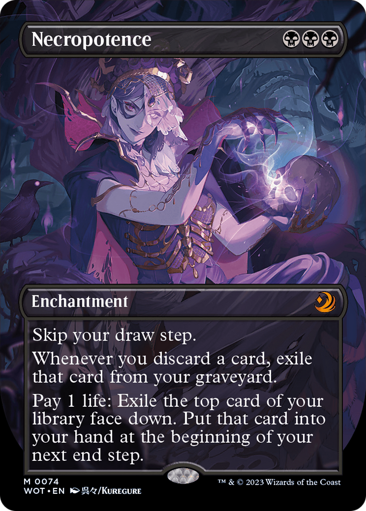 Necropotence (Anime Borderless) (WOT-074)  Foil - Wilds of Eldraine: Enchanting Tales