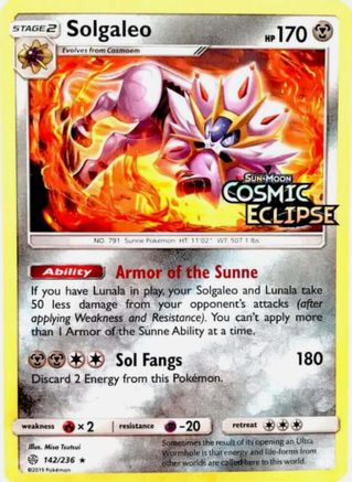 Solgaleo 142/236  - Holofoil Miscellaneous Cards & Products - Promo