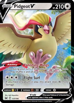 Pidgeot V 137/196  - Holofoil SWSH11 Lost Origin - Ultra Rare