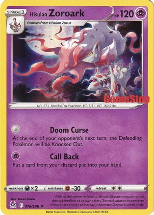 Hisuian Zoroark 076/196  - Holofoil Miscellaneous Cards & Products - Promo