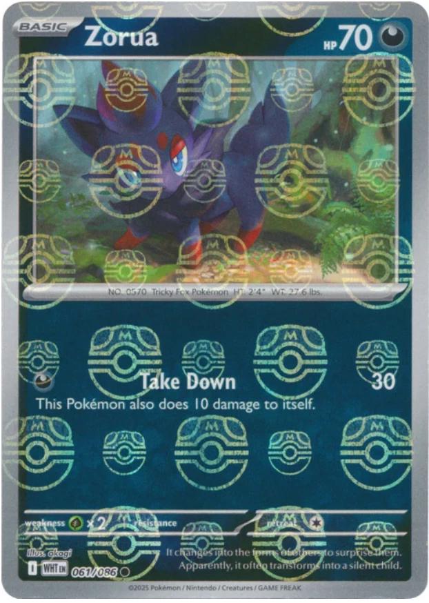 Zorua (Master Ball Pattern) 061/086  - Holofoil SV White Flare - Common