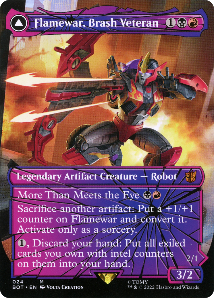 Flamewar, Brash Veteran (Shattered Glass) (BOT-024)  - Transformers: (shatteredglass, convertdfc) (Borderless)