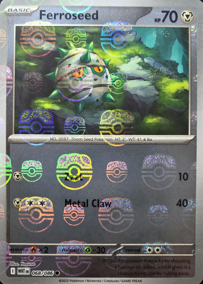 Ferroseed (Master Ball Pattern) 068/086  - Holofoil SV White Flare - Common