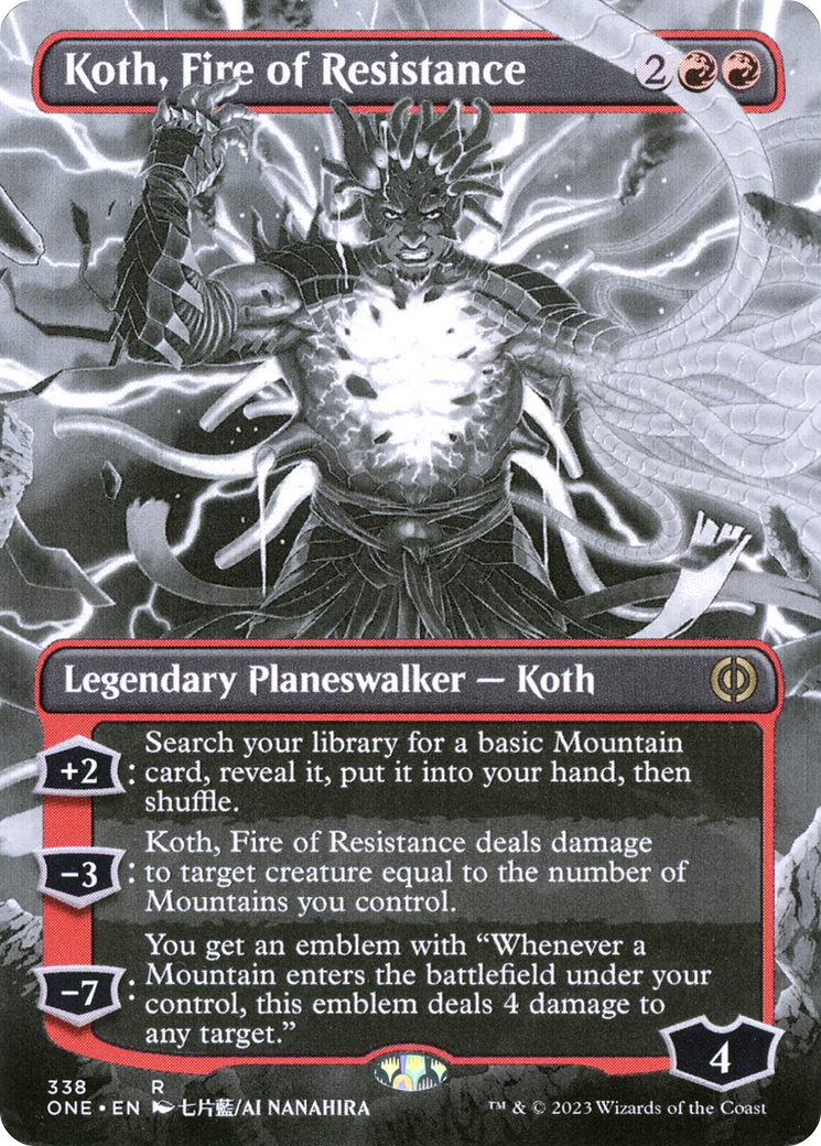 Koth, Fire of Resistance (Borderless) (ONE-338)  Foil - Phyrexia: All Will Be One: (Showcase)