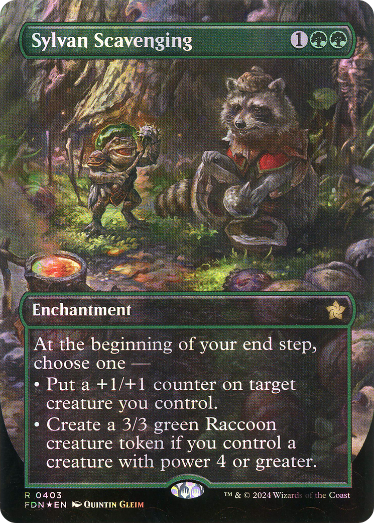 Sylvan Scavenging (Borderless) (Mana Foil) (FDN-403)  Foil - Foundations: (enchantment)