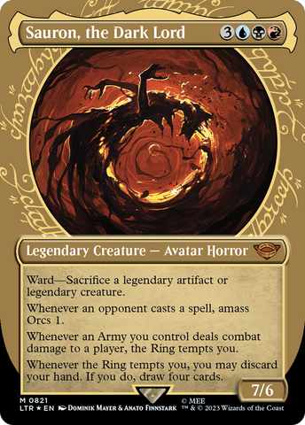 Sauron, the Dark Lord (Showcase) (Surge Foil) (LTR-821)  Foil - The Lord of the Rings: Tales of Middle-earth: (Showcase) (Borderless)