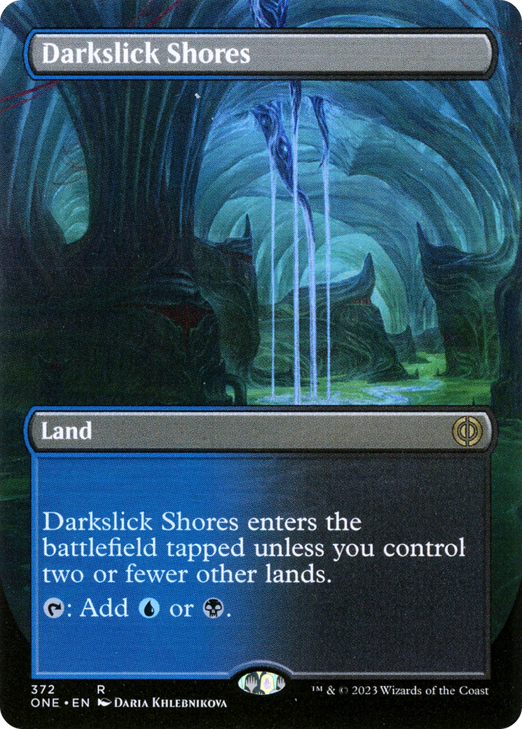 Darkslick Shores (Borderless) (ONE-372)  - Phyrexia: All Will Be One
