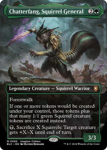 Chatterfang, Squirrel General (Borderless) (BLC-082)  Foil - Bloomburrow Commander