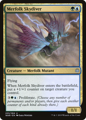 Merfolk Skydiver (WAR-205)  Foil - War of the Spark